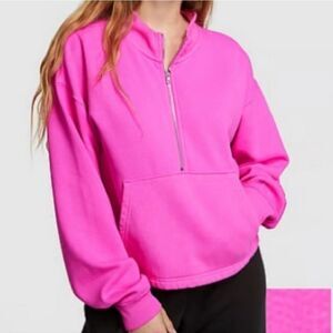 NWT PINK Victoria's Secret XXL Half Zip Oversized Neon Hot Pink Long Sleeve